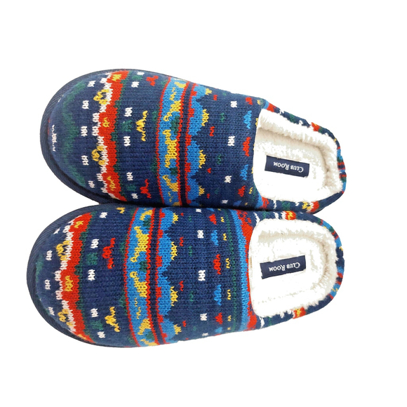 Club Room Men's Navy Blue Faire Isles Indoor/Outdoor Slippers Size Small 6-7 - Picture 5 of 16